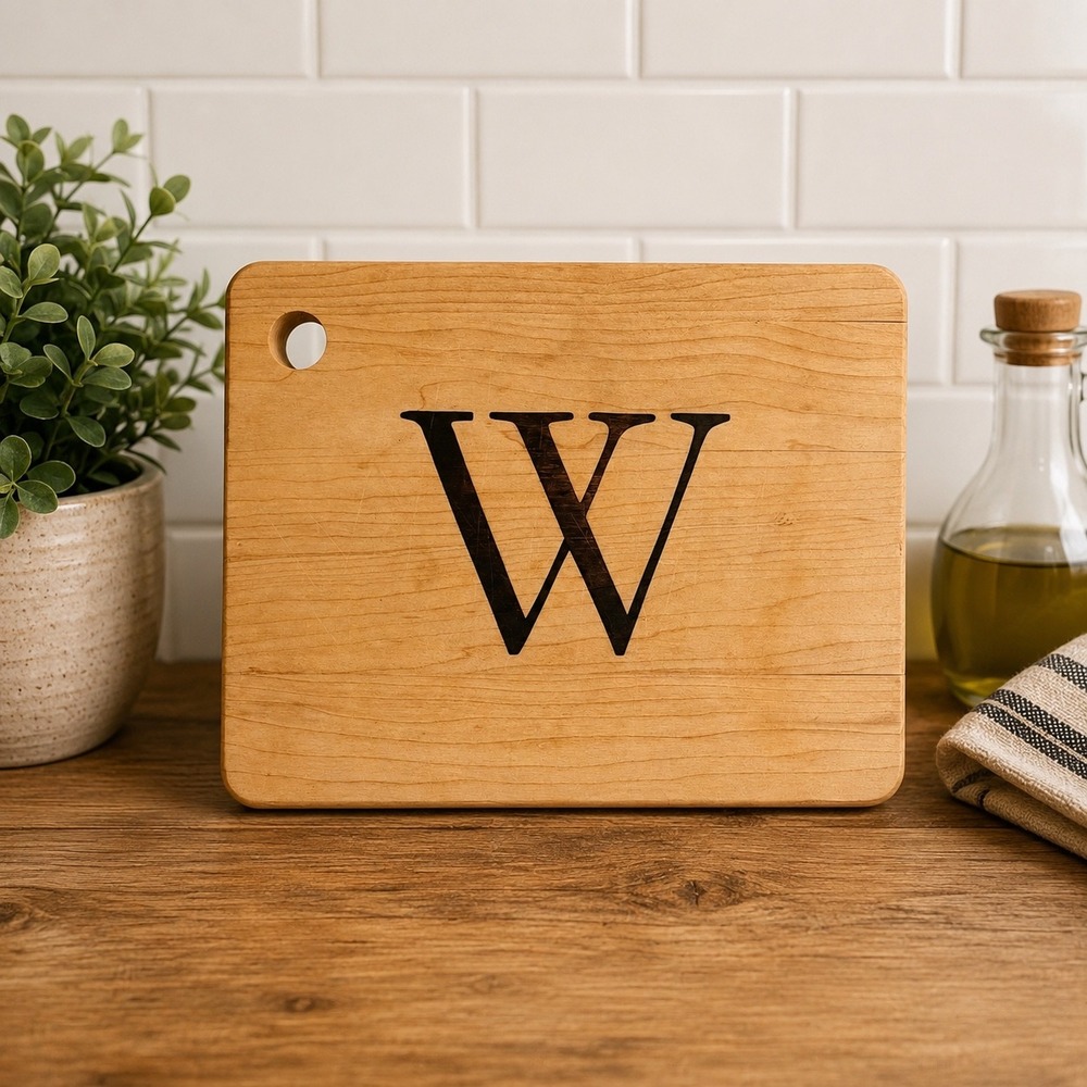 JK Adams Wood Cutting Board Monogram Letter W Dorset Vermont USA Made Small Prep